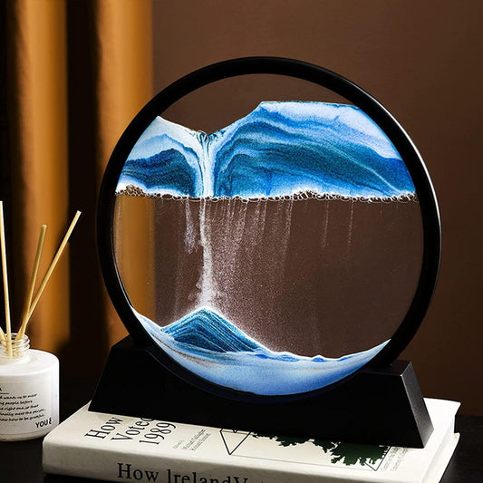 3D Deep Sea Moving Sand Art, Relaxing Kinetic Sandscape Art Table Desk Top to Decor